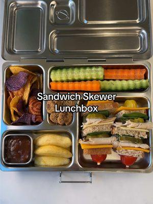 😍Packing my daughter’s lunchbox - what she asked for! {Ad} These sandwich skewers are a fun spin on your classic sandwich and are great to encourage “picky” eaters because they can be served with their favorite dipping sauce!👏🏼 I like packing with ranch, hummus or mustard.  Olive also requested one of her favorite snacks, cinnamon apples with date caramel sauce 🍎 @Crunch Pak peeled apple slices make it easy because they’re pre-sliced and peeled which is ideal for making cinnamon coated apples and they come in a resealable bag! I included the date caramel sauce recipe below. Enjoy!  Today’s Lunchbox • #CrunchPak apple slices tossed in cinnamon + date caramel sauce 15 medjool dates, pitted, 1 teaspoon sea salt, 1 teaspoon vanilla extract, ¾ -1 cup milk or non-dairy milk of choice.  Blend in a food processor or high speed blender until smooth. This recipe works best with soft medjool dates. If dates are dry, soak them in warm water for 20 minutes then drain before making caramel dip.  • Sandwich Skewers - whole-grain bread slices, turkey or chicken slices, cheese slices (cheddar and jack), cherry tomatoes, pickle slices, spinach + ranch or hummus for dipping • Veggie chips  • Crinkle cut cucumber and carrot sticks + ranch seasoning  • Mini chocolate chip cookies  #lunchboxideas #lunchboxideasforkids #lunchboxfriends #lunchideas #sandwich 