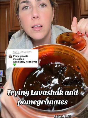 Replying to @caithiggins168 trying @Lavashaklovers Lavashak this time in the pomegranate molasses! #lavashak #lavashaklovers #persiansnack #foodcombo #pomegranate #foodies #foodtiktok #foodontiktok #FoodTok #mukbang #foodreview 