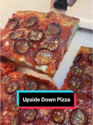 Upside Down Pizza #pizza #pizzalover #pizzatime #pizzarecipe #pizzadough #pizzamaking #yummy #delicious #tasty #pepperoni #cheeselover #FoodTok #cheftok #pizzatok #cookingathometiktoktv           423g water 2g instant dry yeast 605g of high gluten flour 15g of fine salt 20g of extra virgin olive oil 15g sugar 1. Water to 70 degrees 2. Mix water, sugar, and dry yeast 3. Add flour and mix for 4 minutes  4. After 2 minutes keep the mixer on low speed and add the salt 5. Mix for 8 minutes on low speed  6. Add the extra virgin oil and mix for more 2 minutes  7. Cover your dough in plastic wrap and let rest for 20 minutes 8. Let it sit out in room temperature for 2 hours doing a stretch and fold every 20 minutes  9. Ball the dough by pulling both sides into one another; most important part is closing the seam 11. Transfer the dough to a barely oiled container  12. Cover tightly and leave in the fridge for 3 days 13. Press the dough out cold, once it’s to the corners rise for 3 hours at room temperature 