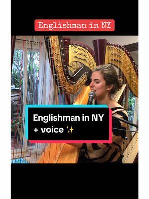 Englishman in NY 🗽 harp + singing ✨ #sting #harpcover #englishmaninnewyork #harp #singingharpist #piaharpist 