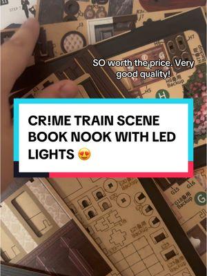 🚂🦇TRAIN CR!ME SCENE BOOK NOOK CASE?! Such a fun, spooky vibe decoration! Even comes with LED lights for inside! 😱Also great for storing books, comes with a dust protector as well. I will be uploading the building process so stay tuned!🙌🏻 #fypシ゚viral #tuffyandemma #goviral #fyp #viral #tiktokshopfind #booknook #trainscene #clue 