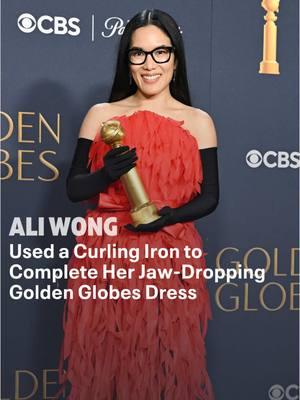 #AliWong’s look for the #GoldenGlobes called for a creative solution for its finishing touches. (credit: getty) #redcarpet #awardsseason