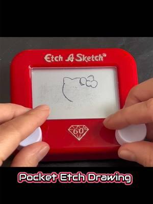 Hello kitty Pocket Etch A Sketch drawing vs classic Etch A Sketch drawing. #hellokitty #sketch #drawing #kidsoftiktok #art #artist #compare #1or2 #feedback #kitty #daneeca #etchasketch #fyp 