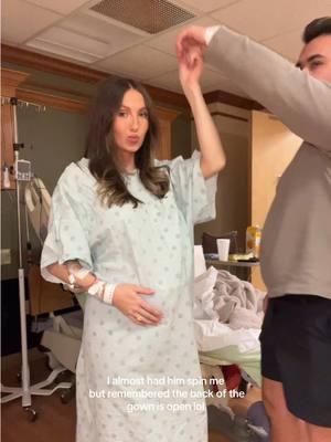 When I almost had him spin me but remembered the back of the gown is open 😅😂😂 #babymama #beenpregnantforwaytoolong #laboranddelivery #givingbirth #newmom 