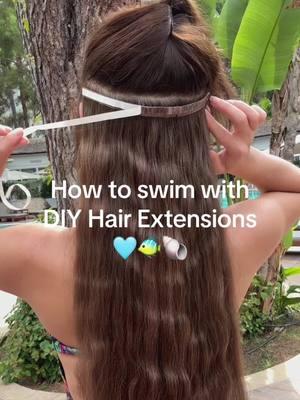 How to swim with DIY Hair Extensions🩵 #hairextensionscare #hairextensionsswiming #mermaid #hairextension #vacation #longhaircare #easyhairextensions #diyhairextensions #diyhair #hairstyle #hairtok #viralhair 