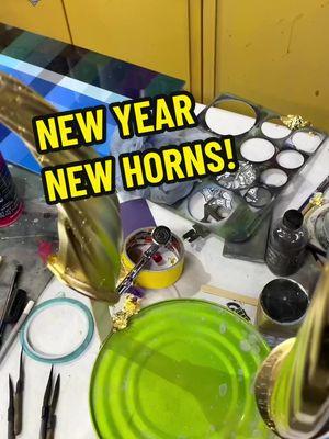 New Year New Horns for @Michael Henry! Let's put our best gold foot forward and ring it in right!  Stop by Count’s Kustoms in Las Vegas to see us in action. Open every day 10am-4pm for free tours of Danny Koker’s cars and bikes!  #countskustoms #lasvegas @CountsKustoms.shop @vyperchair 