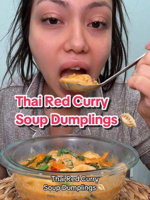 Thai Red Curry Soup Dumplings Soup — FULL EATING VIDEO #soupdumplings #soup #curry #thairedcurry #thaicurry #mukbang #soup #fulleatingvideo #BIBIGO #traderjoes #dumplings 