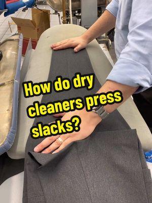 How do dry cleaners press slacks? #howto #explained #interesting #satisfying #drycleaning 