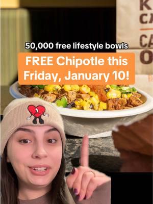 FREE Chipotle lifestyle bowls drop this Friday but only 50k will win 👀 Are you ready? #chipotle #greenscreen #fastfood #fooddeals #chipotlebowl #freebies #chipotlehacks #freechipotle #restaurantdeals #FoodTok 