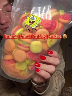 Krabby Pattie’s 🍔 #krabbypatty #secretformula #spongebob #freezedried #candy #candytok #tiktokshopaffiliate 