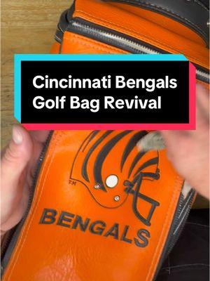 Bringing new life to an old golf bag.  This @Cincinnati Bengals golf bag showed up for me to clean up, and it did clean up nicely! The bones were good, but man was it dirty and in need of some conditioning.  It’s awesome now, and ready for a Bengals fan to hit the links!#golf #golfbag #vintagegolf @NFL #bengals #nfl #vintagenfl #nflmemorabilia 