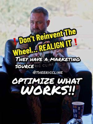 ❗️Don’t Reinvent The Wheel… REALIGN IT❗️ People think they need to have a “NEW THING” before they even maximize their current opportunity.  The formula for SUCCESS is to copy people.  Someone has already done it.  Look at the people at THE TOP, & copy what they’re doing.  If a FORMULA works, STICK WITH IT.  BE A STUDENT OF THE GAME.   🗣️MASTER WHAT WORKS‼️ 📲💥 DM “ELITE” for private coaching.  #wholesaling #wholesalingrealestate #realestatecoach #5stepsalesprocess #salesprocess #sales #salesmentor #salesgoat #salescoach #runitremote #ericcline