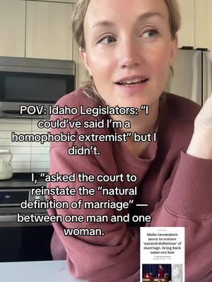 Rep. Heather Scott, R-Blanchard, proposed the measure that calls the 2015 decision from the nation’s highest court to legalize same-sex marriage an “illegitimate overreach.” It asked the court to reinstate the “natural definition of marriage” — between one man and one woman. #lgbtq #lgbtrights #idaho 