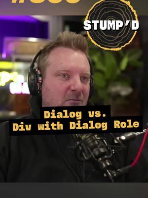 why use Dialog over Div with Dialog Role? - when opened, it captures your mouse and keyboard - keyboard support i.e tabbing around, esc closes that bad boy - restores focus to element that open the modal 🆕 Yesterday's episode > CSS Performance × Rate Limiting × Array Sort Behavior - STUMP'd 🔗 syntax.fm/865 💬Scott and Wes play a game of Stump'd, asking each other advanced web development questions on topics like JavaScript, CSS, Node.js and TypeScript. #javascript #css #typescript #nodejs