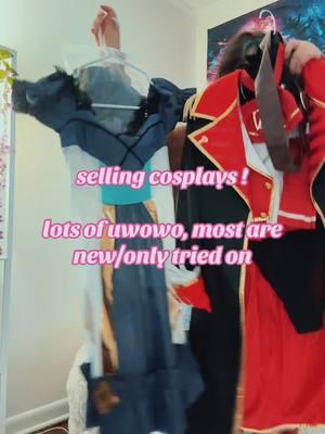 selling cosplays ! pls wait till end to see notes ! message me here if possible or on my instagram ! 🩵 #cosplay #cosplayforsale #cosplaysforsale #leagueoflegendscosplay #hololivecosplay #uwowocosplay #moeflavor #chobitscosplay #bayonettacosplay 