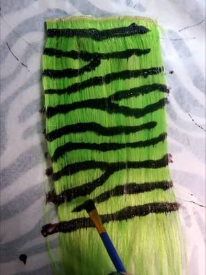 making a green zebra print scene hair extension #hairextension #zebraprint #scenehair #rawrxd #hairextensions #customhair #wigstyling #wigtok #wiginfluencer #wigmaker #althair #althairstylist #altfashion #alternativehair #greenhair #hairdye #hairdyetransformation 