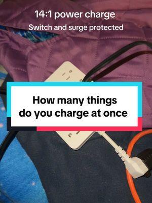 How many devices or electronics do you charge at one time ?!? #surgeprotector #charger #14in1 #usbport #cport #chargingport #chargingstation #charging #homehacks #musthave #powerstrip #powercharger 