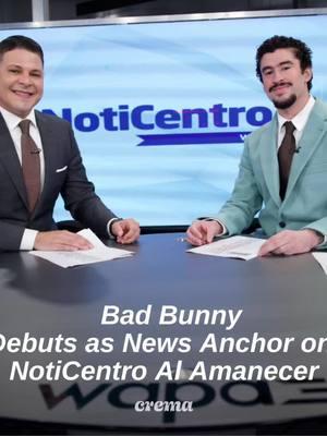 Did anyone wake up today to find out that Bad Bunny was a news anchor? 👀 Swipe right to check out some clips from his special guest appearance on NotiCentro Al Amanecer! 🥹🇵🇷  🎥:@noticentrowapa #badbunny #NotiCentro #dtmf 