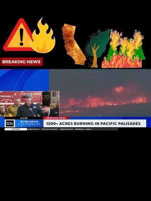 (#KCAL )-TV:#fyp Tuesday #January 7, 2025: A #destructive fast-moving #wildfire /#fire erupted in southern #California /#CA /#Cali (#CAwx ) late Tuesday morning (January 7) and was being fanned/spread by STRONG #SantaAna  #WINDS that are expected to continue through early Wednesday (January 8) with multiple structures already reported destroyed by the #fire in the #PacificPalisades near #LosAngeles /#LA  |#weatherTOK |