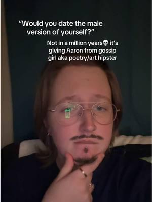 I like my men ⛓️🖤🗡️ but soft and nerdy lol aka my husband #maleversion #male #goatee #mustache #fyp #poetry #art #hipster #aaronrose #gossipgirl 