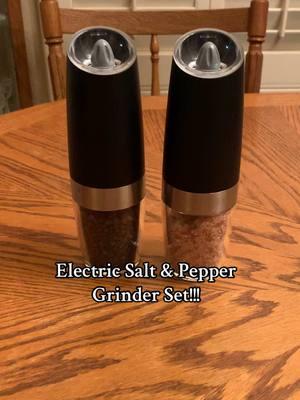 This Electric Salt & Pepper Set Is Pefect For Every Kitchen! And Such a Good Price!! #saltandpepper #saltandpeppergrinder #kitchen #cooking #Foodie #foryoupage #fyp 