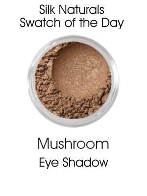 Mushroom is a medium taupe shimmer.  It's great with Full Moon. #silknaturals #indiemakeupbrand #neutraleyeshadow #taupeeyeshadow 