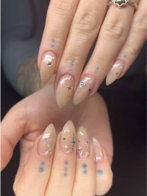 The cutest lil sparkles ✨  #nailinspo #simplenailart #buildergel #nailtok #nailart #sparklenails #pghnails #pittsburgh #pittsburghnailtech 