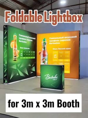 Combine different size Popup Lightbox, we can get different solutions for different size exhibition booth, 3m x 3m, 3m x 6m, 6m x 6m, 6m x 9m, etc.  #banner stands#exhibition#portable lightbox#Popup#fairs#events#Display stands#background#backdrop#backwall#advertisement#advertising#shop fittings#shop equipment#reception desk#counter 