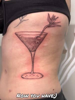 BIRD OF PARADISE MIXED DRINK🤩 #tattoo #femaletattooartist #california #art #fineline #floraltattoo #ribtattoo #linework 