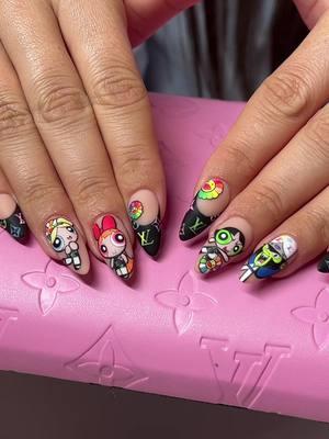 NEW NAILS #powerpuffgirl #nails #nailideas #lv #nailtransition 