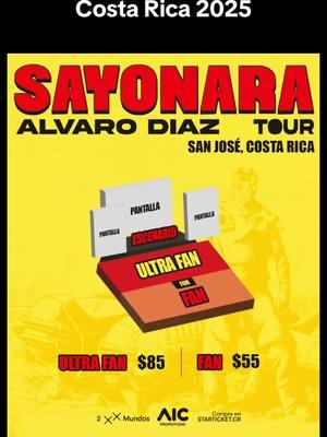 #CONFIRMADO |  ! Álvaro Díaz en Costa Rica !  Río Campo 19 Marzo 2025, SAYONARA TOUR . Pre venta con contraseña:  Miércoles 8 enero 2025 | 10am Venta general sin contraseña:  Viernes 10 enero 2025 |  10 AM . 🎟️ starticket . #concierto  #conciertocr #conciertoscostarica #backstage #conciertos2025 #BackstageMagazine #CostaRica #live #2025 #backstagemagazinecr #bckstgcr #Conciertos  #conciertoscr #alvaritodiaz 