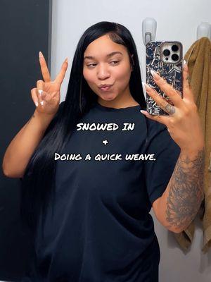 Got bored while snowed in and decided I wanted a new hairstyle (iykyk how my switch up game goes 🤭)…  I’ll probably delete this - but hope yall liked seeing the process. I love how my hair turned out! 😍🔥 #quickweave #quickweavetutorial #hairstylevideo #hairstyletutorial #hairstylist #hairtutorial 