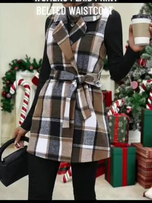 #fyp #TikTokShop #womens #belted #plaid #waistcoat #multicolor 