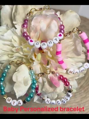 This bracelet is made personalized to a name or a word. And a color of your preference. It available in size 3im to 5 1/2in #bracelet #handmadebracelet #gift #tiktok #momisdesigns #pearlbracelet #giftforher #babybracelet #toddlerbracelets 