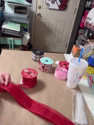 Valentine Bow Making!!! #ValentinesDay #bowmaking #diybow #valentinebow #thepaintedneedle #SmallBusiness #homedecor #valentinediy #valentinedecor #doorhanger #doorhangersoftiktok 