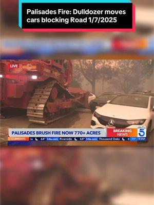 KTLA's Gene Kang reports from the perimeter of the Palisades Fire where crews needed to clear vehicles using a bulldozer to make access for firefighters. Jan. 7, 2025. Live coverage: https://trib.al/tBDjKJ0 KTLA 5 News - Keeping Southern Californians informed since 1947. #Palisadesfire #ktla #ktla5news #BreakingNews #live #Palisadesfire #Live #fyp #viral 