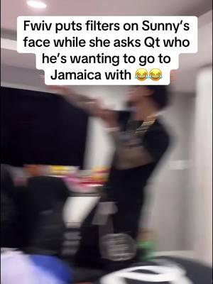 Fwiv puts filters on Sunny’s face while she asks Qt who he’s wanting to go to Jamaica with 🇯🇲🇯🇲? #sunnychristinaaa #sunnychristina #sunnyandqt #qtclaps #fwiv #miamitiktok #trending #fyp #usneverthem #viral 