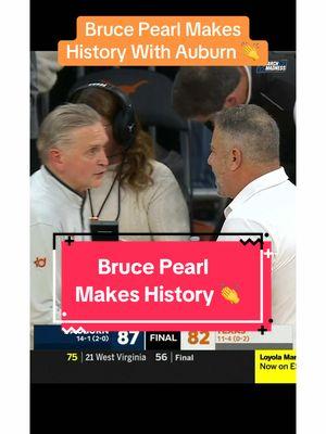 Bruce Pearl is officially the winningest coach in Auburn history 🙌 #auburn #auburntigers #tigers #auburnbasketball #bruce #pearl #brucepearl #coach #headcoach #coaching #cbb #college #hoops #basketball #ncaa #ncaabasketball #collegebasketball 