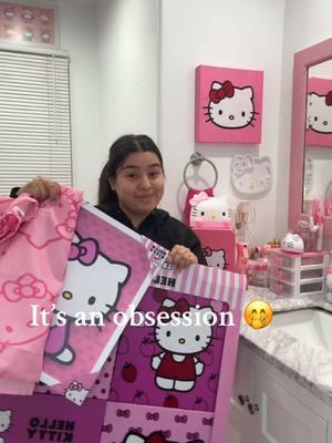 bathroom tour coming soon 🥳 #hellokitty #hellokittylover #hellokittygirl #hellokittybathroom #hellokittyaccesories #pinkbathroom #obsessed 