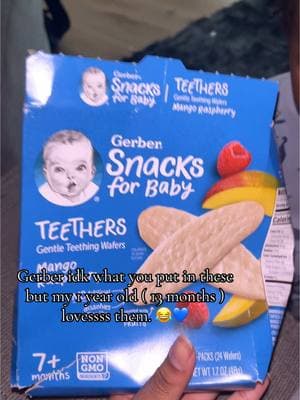 @Gerber my son lovesss these. 😂🫶🏽 #baby #1yearold #gerber #babysnacks #greedy 