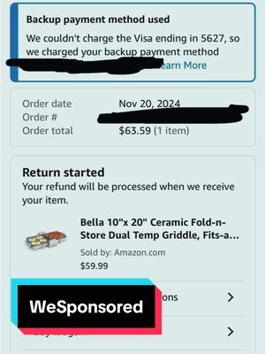 If you’re thinking of using @weSponsored, save yourself the headache and frustration and just don’t. I was selected for a campaign for @Bella . The card they provided failed. My backup payment was charged. And Taylor over at WeSponsored ignores every email she recieves. #greenscreensticker #scam #wesponsored #badpr #scammer #ripoff #influencer #influencerfraud #scamminginfluencers #bella #bellahousewares #wesponsoredapp #collab #collabs #brandpartner #brandpartnership #ripoff 