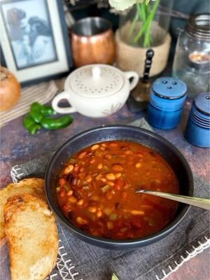 Bean Soup by Colleen Mott! Rich, hearty & delicious. Thank you mom. ❤️  For full recipe just visit us at mostdeliciouslife.com and search “bean soup”. INGREDIENTS    1 large onion 1 large green pepper 2-3 stalks celery 2 Tbsp olive oil 1 15 ounce Great Northern Beans 1 15 ounce black beans, canned 1 15 ounce pinto beans, canned 1 15 ounce chili beans, canned 1 15 ounce red beans, canned 1 15 ounce diced tomatoes, canned 1 8 ounce tomato sauce 1 Tbsp chili powder 1 tsp oregano 1 tsp cumin 1 tsp salt 1 Tbsp brown sugar dash sriracha **add more if you like #beansoup #heartysoup #vegetarian #vegetariansoup #familydinner #beans #fyp #foryoupage #foryou 