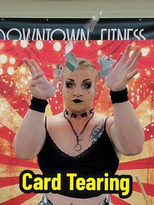 Card Tearing #cardtearing #grip #oldtimestrongthem  #oldetimestrongman  #circusstrongman  #circus #carnival  #bigeyelashes  #blacklipstick #goth #queerappalachia #burlesque 