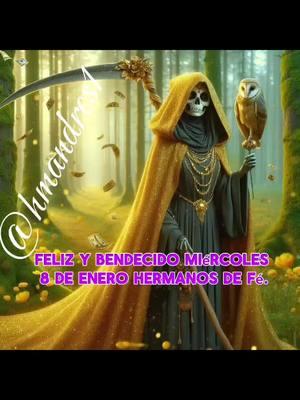 Feliz y bendecido miércoles 8 de enero hermanos de fé. Querido Dios y Santísima Muerte, Hoy nos dirigimos a ustedes con corazones llenos de gratitud por este nuevo día y por todas las bendiciones que nos han otorgado desde el momento en que abrimos los ojos. Gracias por la salud, la familia, los amigos y todas las oportunidades que nos brindan diariamente. En este día consagrado al dinero, les pedimos que abran los caminos de la abundancia, del dinero y de las oportunidades monetarias para todos sus devotos, creyentes, seguidores y seres amados.  Que cada uno de nosotros pueda encontrar las oportunidades adecuadas para prosperar y que nuestras decisiones financieras sean sabias y fructíferas. Que cada proyecto que emprendamos sea un éxito, que nuestras ideas se materialicen en logros concretos y que nunca experimentemos carencias económicas.  Que seamos fuentes abundantes de dinero, capaces de proveer para nuestras necesidades y de ayudar a quienes lo necesiten.  Que nuestras acciones reflejen generosidad y compasión, y que podamos ser un faro de esperanza y apoyo para los demás. Agradecemos su constante presencia, escuchándonos y concediéndonos nuestras peticiones.  Sabemos que, con su guía, podemos superar cualquier obstáculo y alcanzar la prosperidad que buscamos.  Que nunca nos falte nada y que siempre tengamos la capacidad de compartir nuestras bendiciones con quienes más lo necesitan. Si te gustó esta oración, dale like, comenta y comparte la página Santísima Muerte @HMANDRES1. Amén Dios Todopoderoso y mi Santísima Muerte. #amén #amen #tiktokvir #tiktokviral #santisimamuerte #comparte #dalelike #santamuertemexico #santamuerteusa #paratiii #paratí #foryour #santisimamuertetiktok #oracionsantamuerte #santamuertemadremia❣️💕 #dalelikeeeeee #miercolesoracionsantamuerte #oracionsantamuertemiercoles #santamuerteoracionmiercoles #viral?tiktok🥰 #holydeath #holydeath🕯🥀💀 #holydeathtiktok #oracionespoderosas #oraciondelamañana #santamuerte #miniñasantamuerte #santamuertepoderosa #santísimamuerte #santisimamuerte 