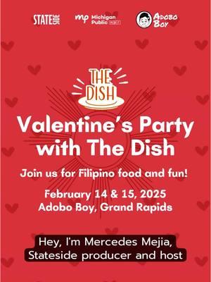 💖 Celebrate Valentine's Day with us! 🎉 We're celebrating the launch of our pod The Dish at @adoboboygr on Feb 14 & 15. 🎤 Enjoy authentic Filipino food, plus karaoke if you come to the evening seating! 🎟️ Tickets and menu details at MIchiganPublic.org/Events #pinoy #filipino #filipinofood #GrandRapids #datenight #Valentine #ValentinesDay #dining #dinner