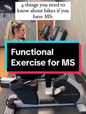 If you have MS and want to walk better, this type of exercise bike can help 🚴‍♀️👇 Exercising with MS comes with challenges, and choosing the right tools can make a BIG difference in your strength and mobility.  It can be tricky to find exercise equipment that feels safe, fits your needs, & helps you reach your goals. 💪 Unsure which exercise bike to try? Here are 4 things to keep in mind: 1️⃣ Stationary Bikes Are More Functional If your goal is to improve your walking, the stationary bike is a more functional choice because it mimics the upright position we use when walking. 🚶‍♀️ 2️⃣ Recumbent Bikes Are a Great Starting Point Many of my clients with MS find the recumbent bike easier to use!  Its slightly reclined position can make it a great stepping stone if a stationary bike feels too challenging right now. 3️⃣ Both Build Strength Both options are fantastic for building leg strength and getting some cardio in! 💥 Just remember: if improved walking is your goal, you’ll also need to practice functional walking exercises to help carry over that strength. 4️⃣ The Safest Option Wins Ultimately, the best exercise bike for you is the one that feels safest and most doable.  You know your body best, so choose the bike you feel more confident that you’ll be consistent with!  Which one do you like better? Comment below and tell me why! 💬 #drgretchen #multiplesclerosis #msspecificphysicaltherapy #mswarrior #msawareness 