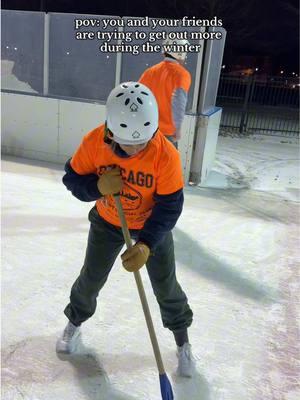 “let’s sign up for a broomball league” they said, “it’ll be fun” they said (it is actually so much fun) #chicago #chicagosports #broomball #recreationalsports #chicagotiktok #midwestwinter 