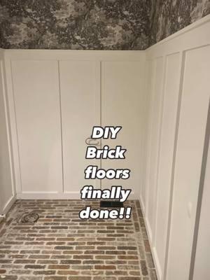 Sneak peak at the powder room remodel!  And no we did not get it done in two days….. 😆. Stay tuned for the vanity glow up!   Brick pavers from @Lowe’s  #rinerevisions  #lowes  #lowespartner  #lowesproject  #diyersofinstagram  #brickfloor  #brickfloors  #brickflooring 