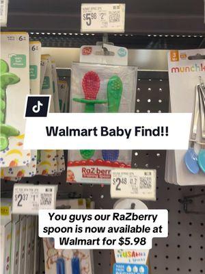 Our RaZberry Spoon is now at Walmart for $5.98!!! The perfect baby spoon allowing them to learn to self feed. I love it because it doubles as a Teether for my baby! The perfect first baby spoon! #babyproducts #musthavebabyproducts #walmartbabyfinds #babytok #viralbabyproducts #babyessentials #selffeedingbaby #babyspoon #walmartfinds #babytips #babyfeedinghacks 