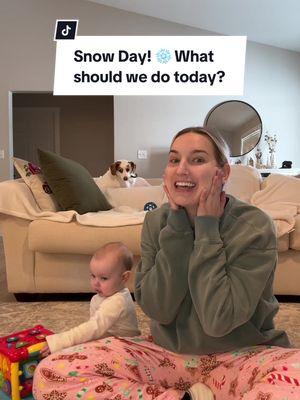 Give me all your fun ideas for things to do while stuck inside! #MomsofTikTok #newmom #firsttimemom #babygirl #snowday #stuckinside #sahm #stayathomemom @Kacy | WildNWonderfulTeaching 